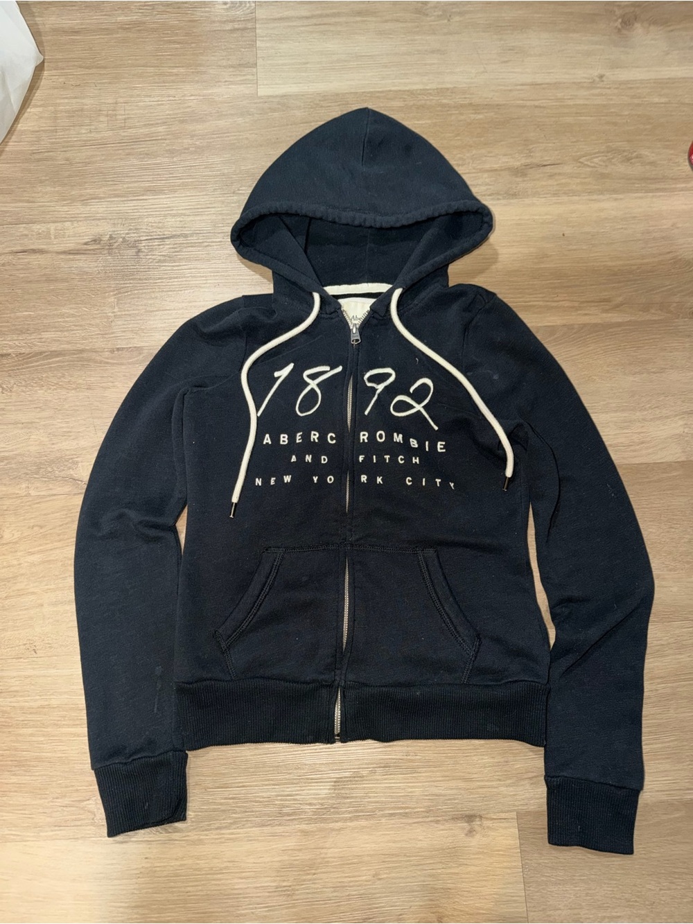 Abercrombie & Fitch Black Hoodie with Cream Trim
